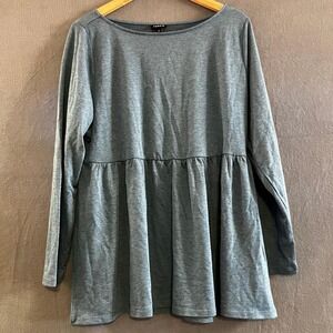 Torrid 2X Women's Comfy Heathered Blue Gray Baby Doll Tunic Top Relaxed Fit